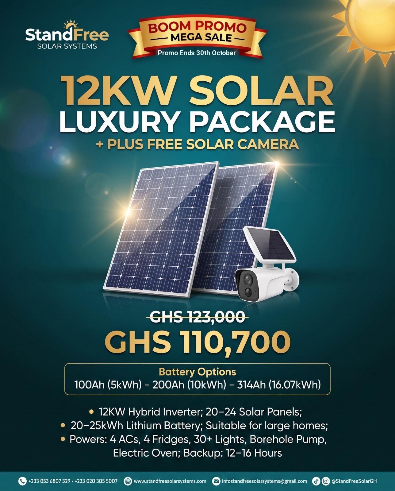 12KW Solar Luxury Package — Boom Promo Mega Sale flyer